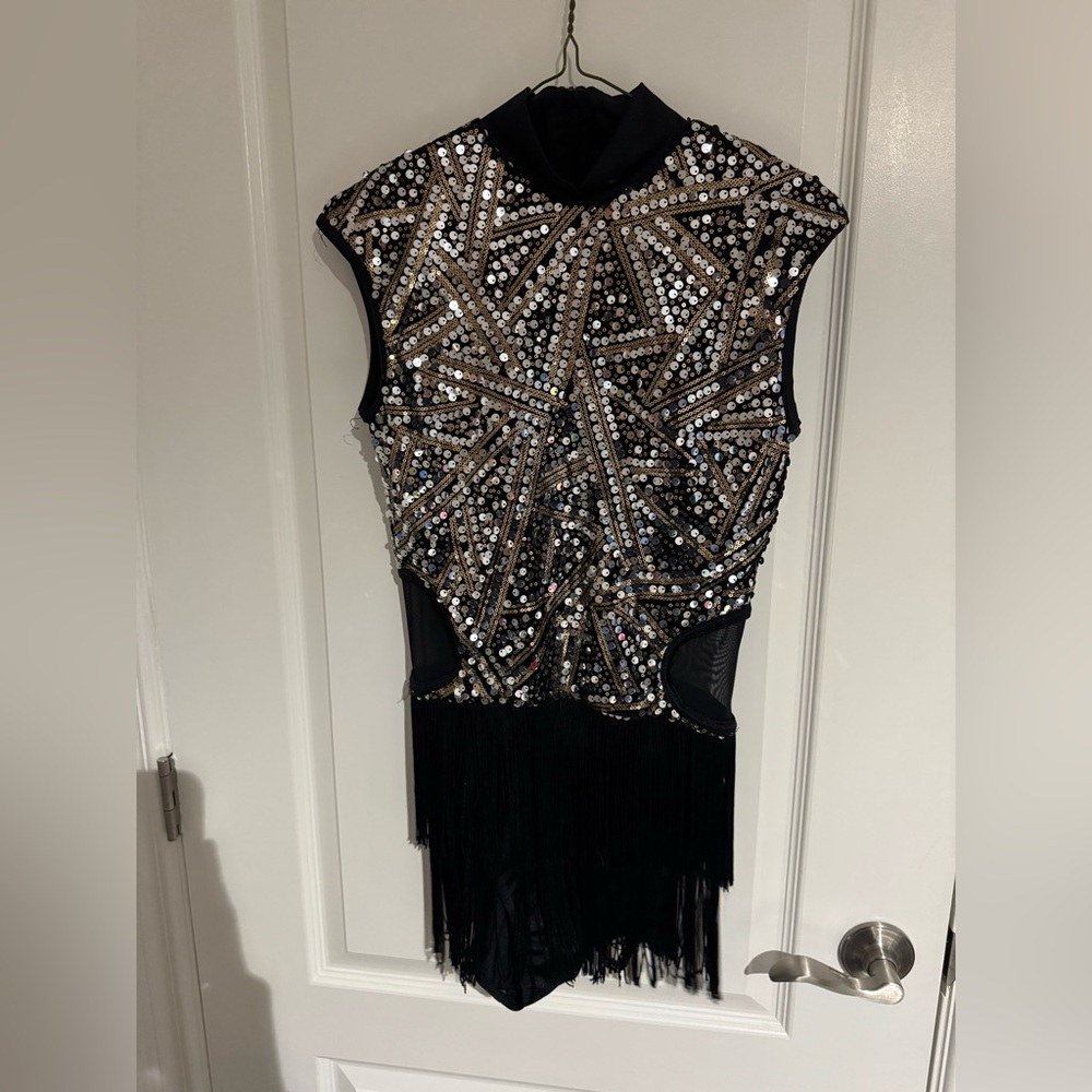 Weissman Black and Silver Sequin Dance Costume